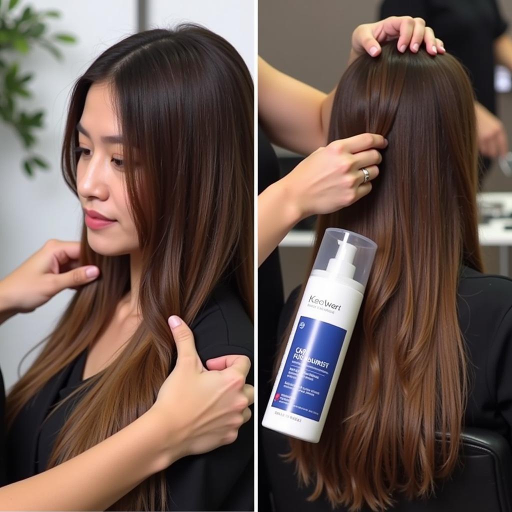 Applying Keratin Solution During Hair Spa