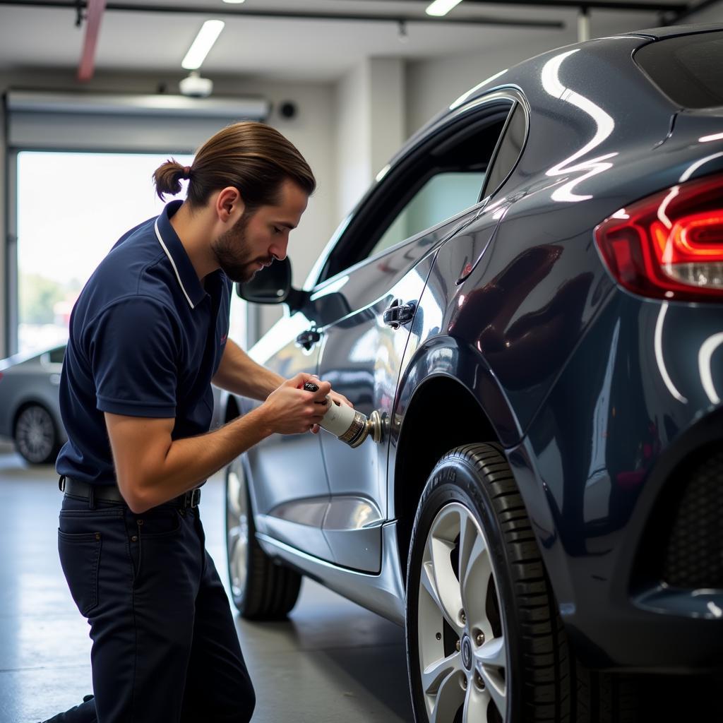 Applying Ceramic Coating at a Kingston Auto Spa