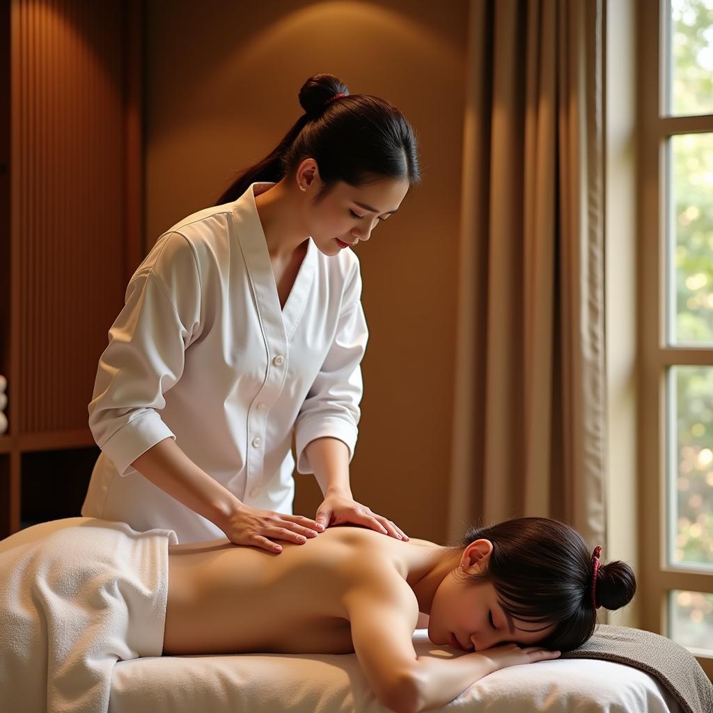 Experienced Therapist Performing Korean Traditional Massage Therapy