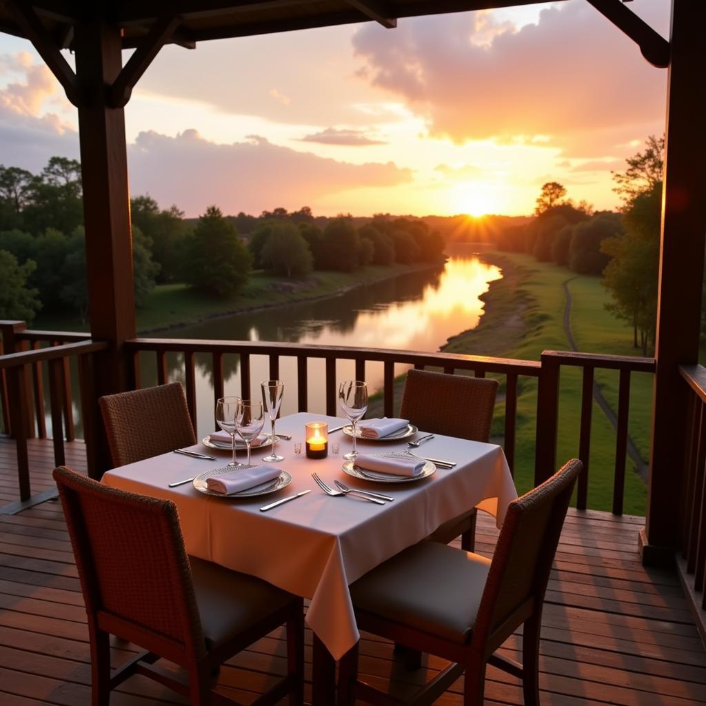 Romantic dinner overlooking the Ayung River at kupu kupu barong villas & tree spa bali