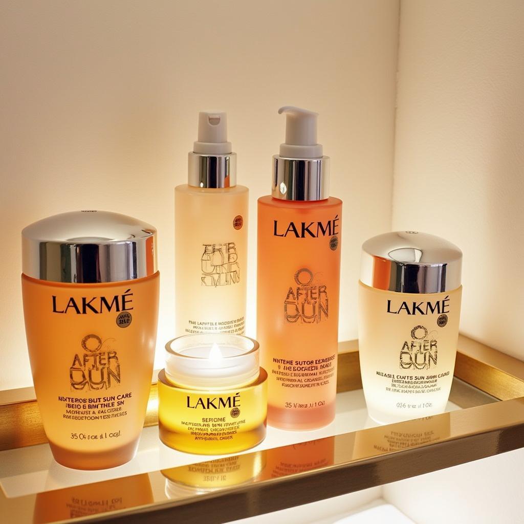 A variety of Lakme after sea spa products displayed on a shelf.