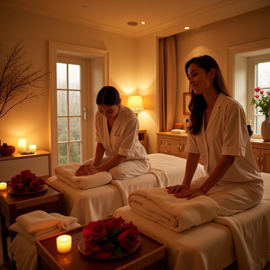 Couple enjoying a relaxing massage at a Lansdowne spa