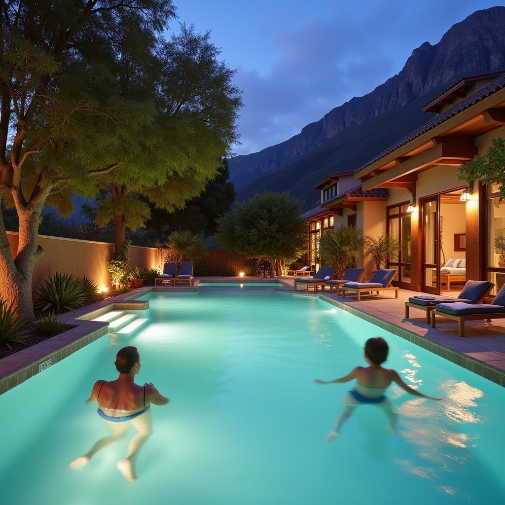 Relaxing in the hydrotherapy pool at Las Caldas Spa