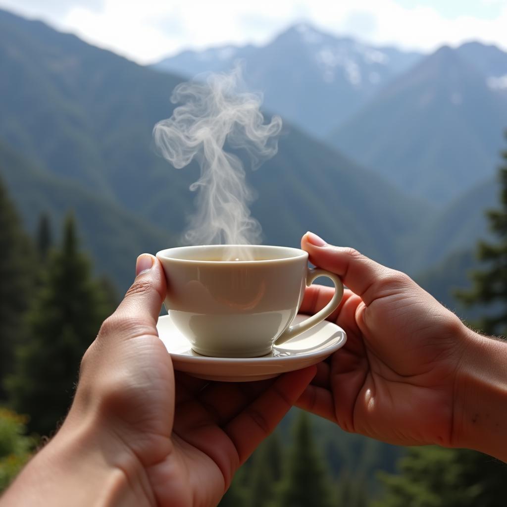 Enjoying Local Tawang Herbal Tea