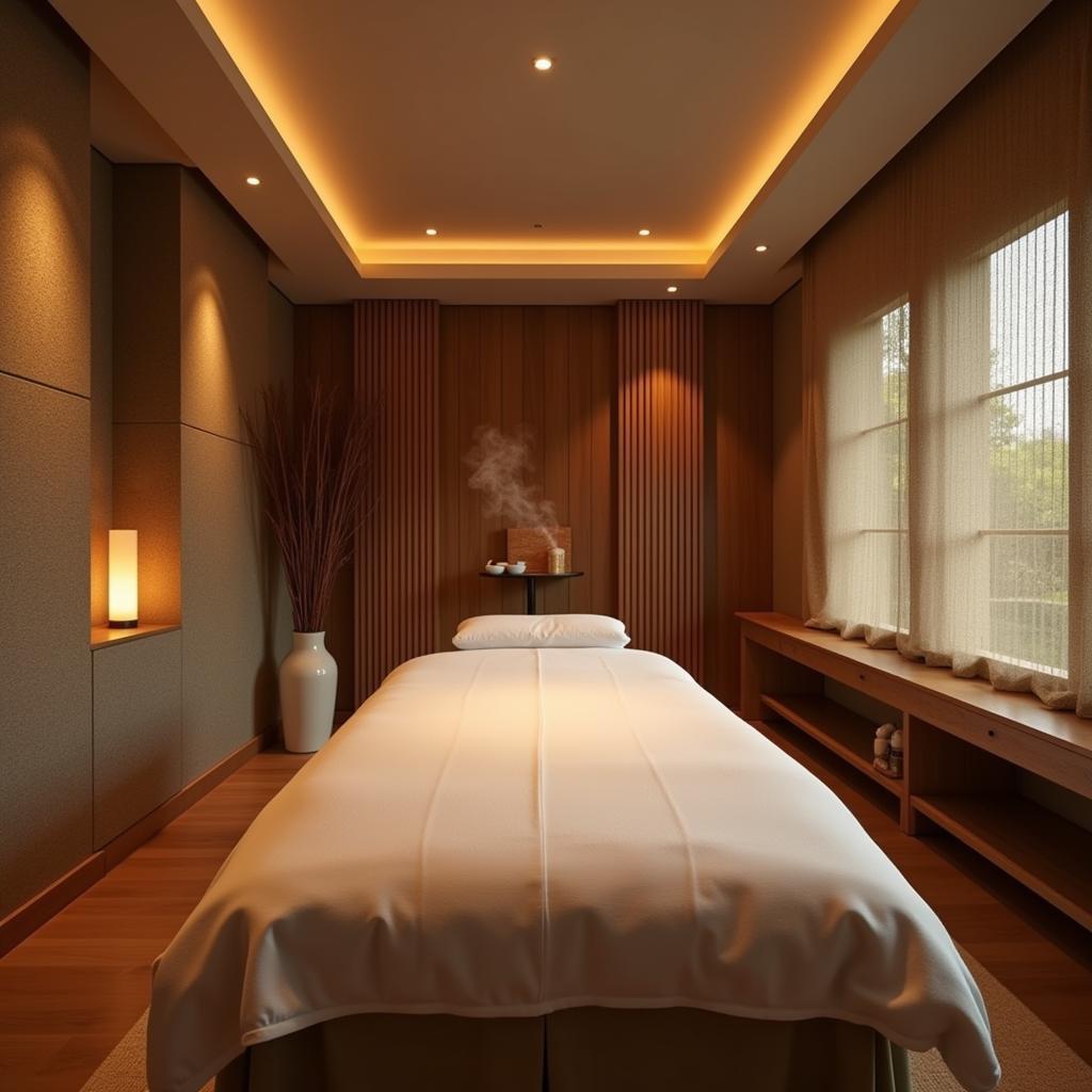 Luxurious spa treatment room in Indira Nagar Commercial with calming ambiance and soft lighting.