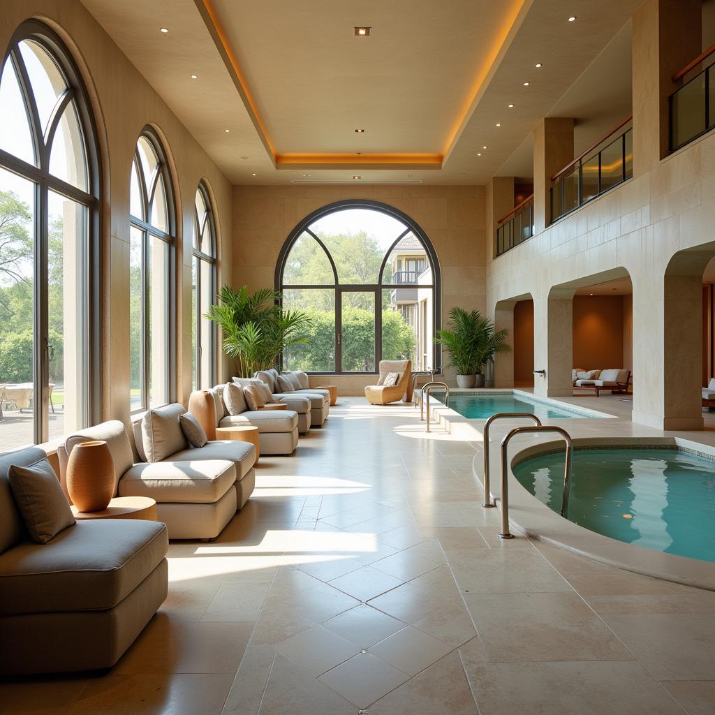 Luxurious spa interior with various amenities