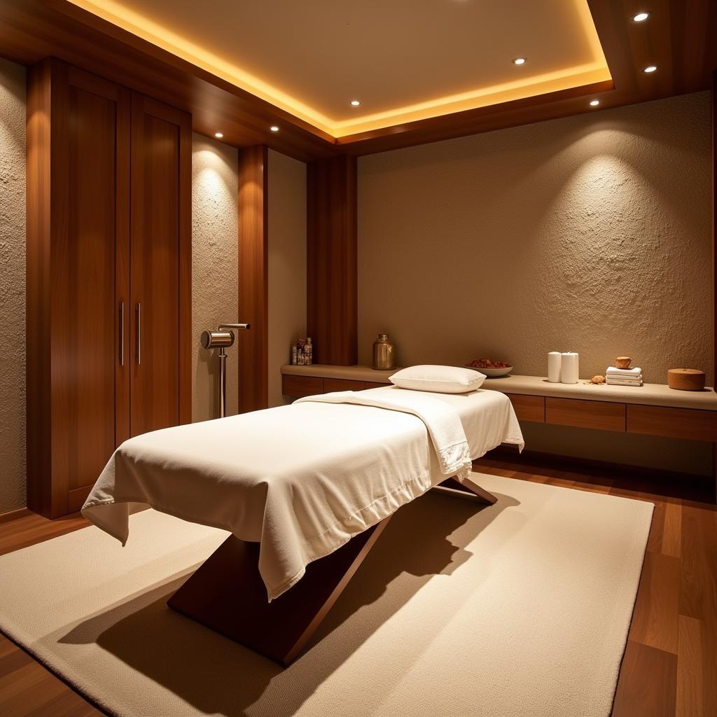 Luxurious spa treatment room in Pitampura with calming decor and soft lighting