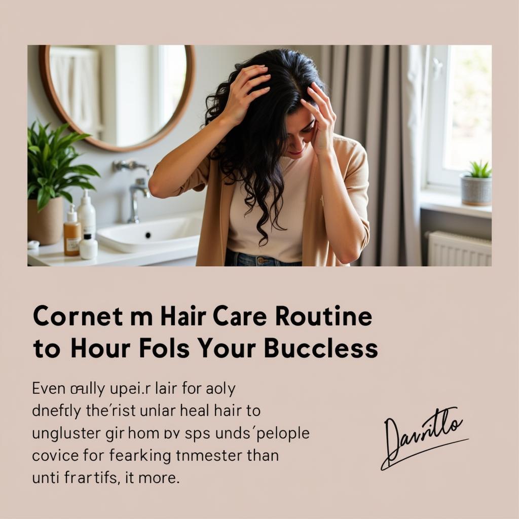 Woman applying hair care products at home