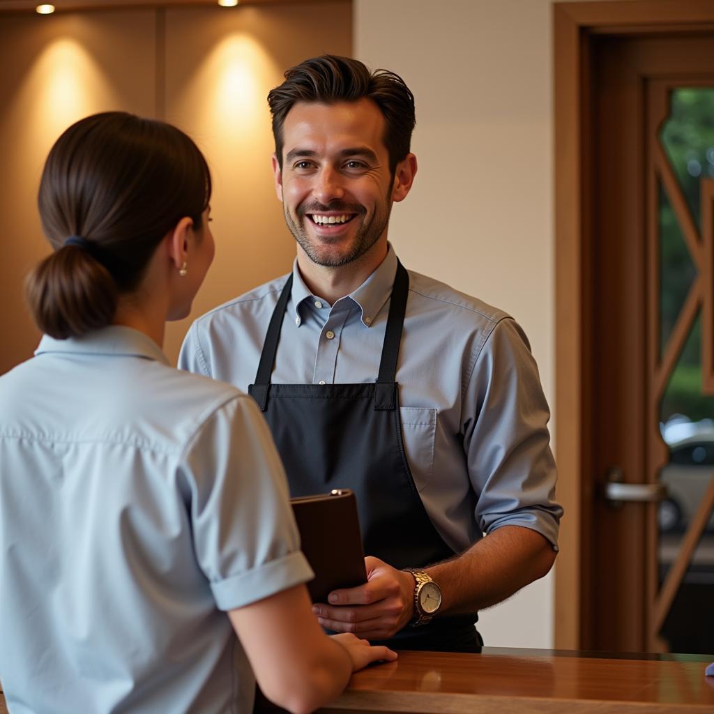 Male Spa Attendant Welcoming Guest