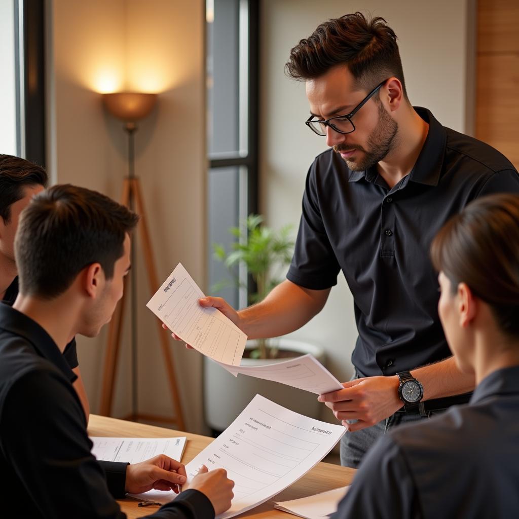 Male Spa Manager Discussing with Staff in Delhi