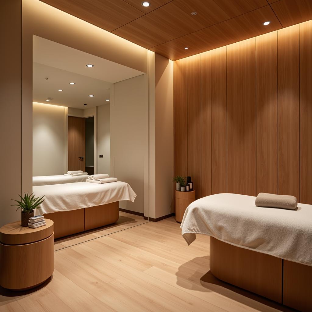 Interior view of the spa at Manu Allaya Resort showcasing the serene treatment rooms