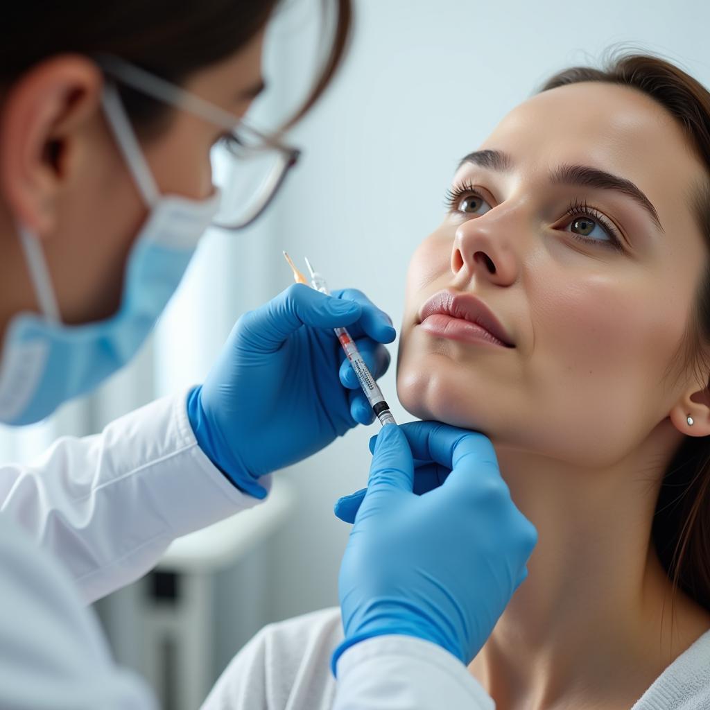 Close-up of Botox injection being administered in a Charlotte med spa