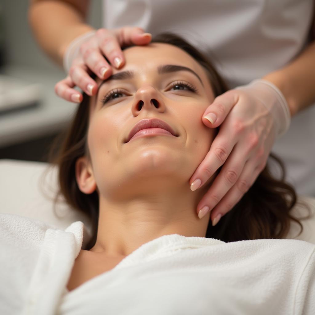 Relaxing facial massage being performed at a med spa in Charlotte, NC