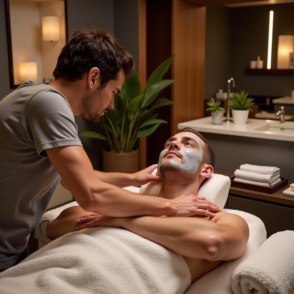 Men enjoying relaxing spa treatments