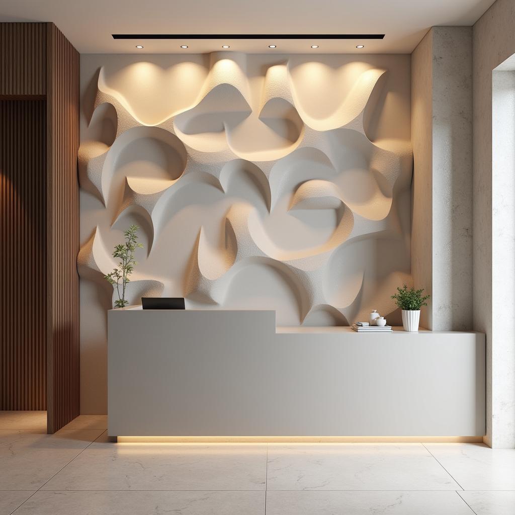 Modern Geometric 3D Wallpaper in Contemporary Spa