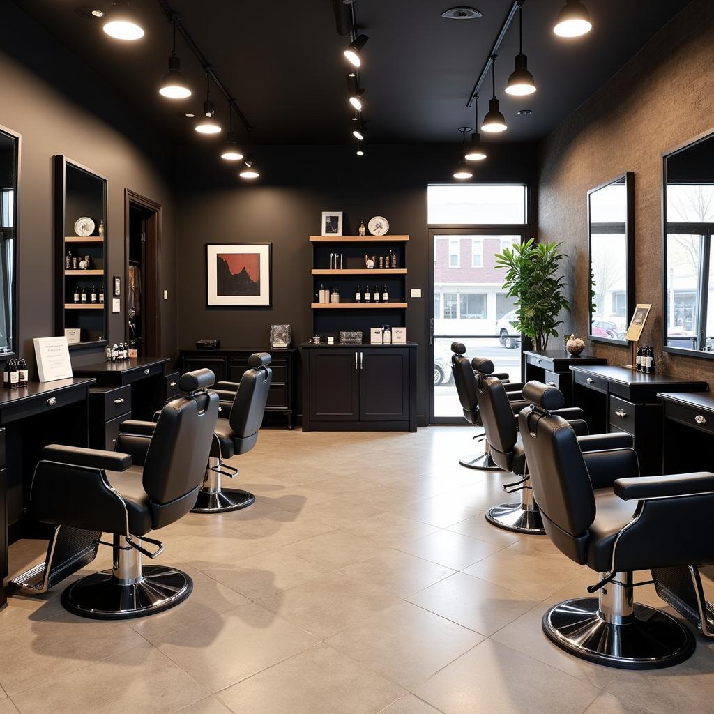 Modern and stylish interior of a men's salon