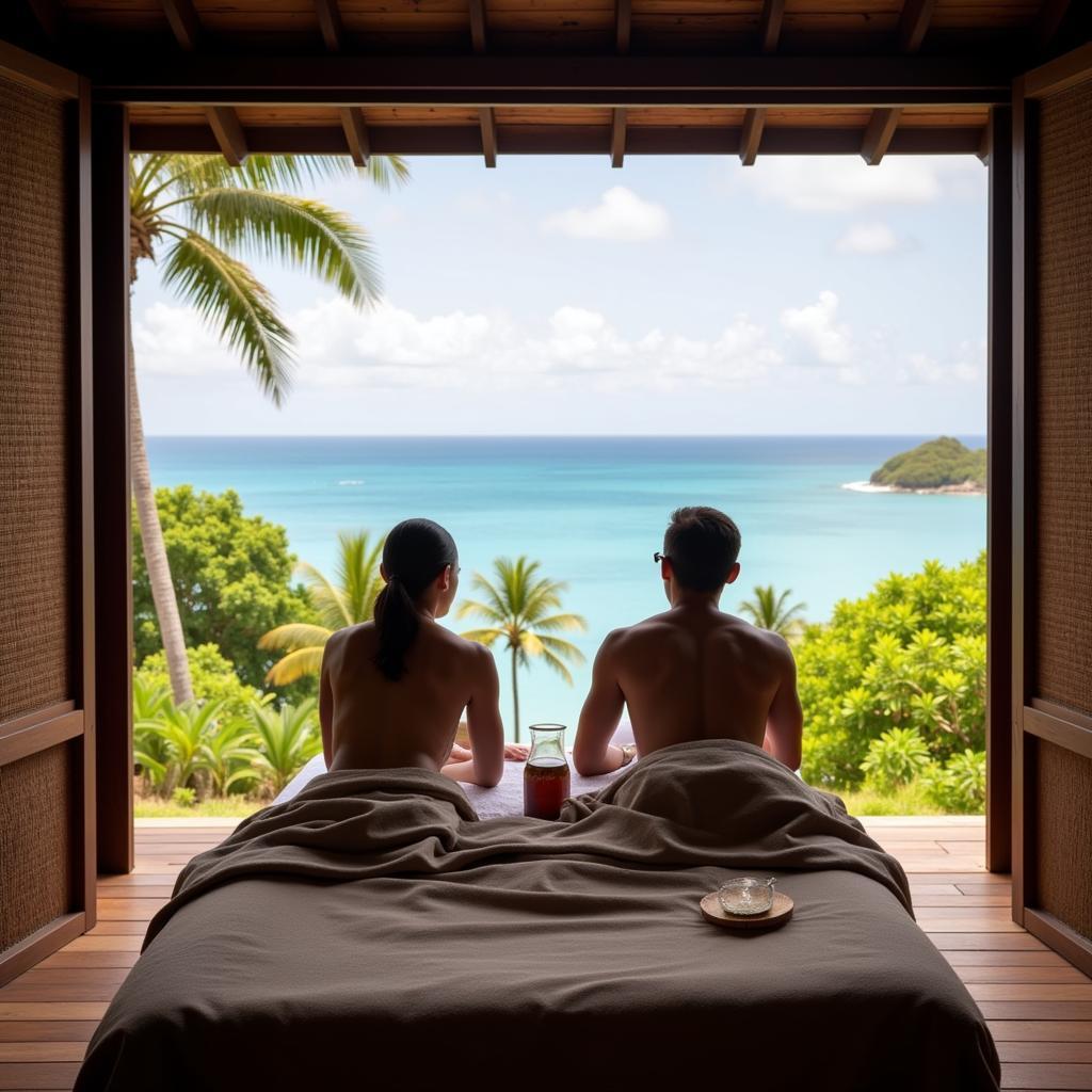 Couple enjoying a relaxing spa treatment at Namale Resort & Spa Fiji