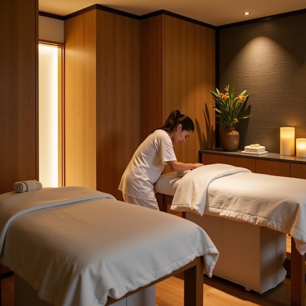 Serene atmosphere of a treatment room at Niramaya Spa