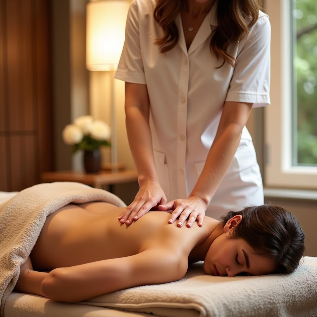 Olivia Spa Massage Therapy: Skilled therapist performing a relaxing massage in a tranquil spa setting