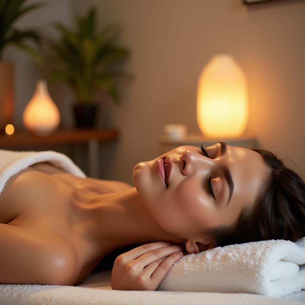 Relaxing woman enjoying a spa treatment during a one-night spa break