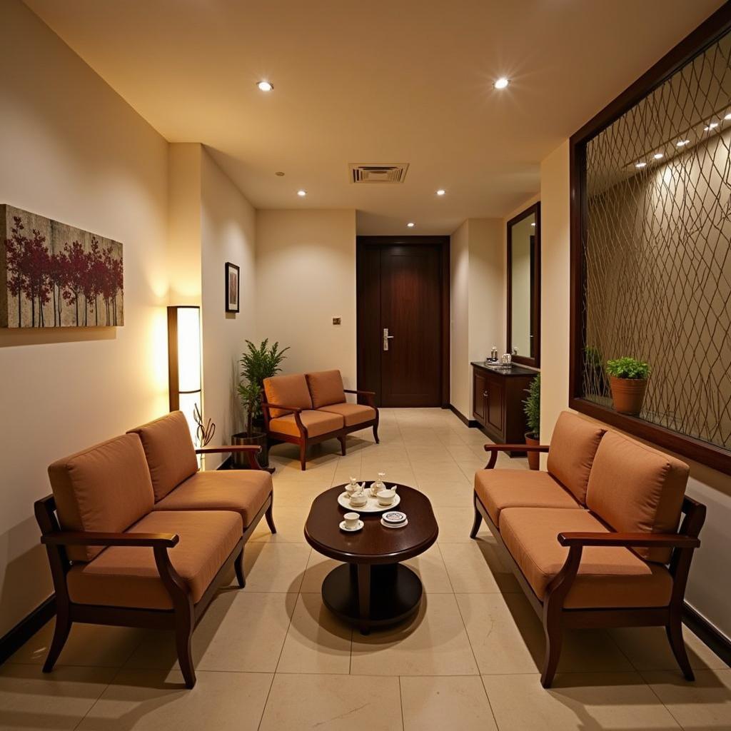 Relaxation area at Oranz Spa Dehradun with comfortable seating and calming decor.