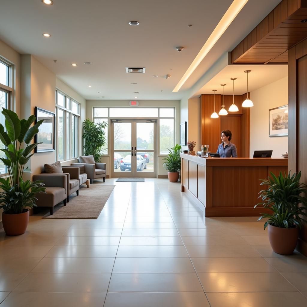 Tranquil reception area of Ouranos Spa