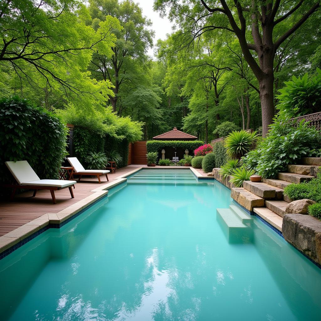 Enjoying the serene atmosphere of an outdoor spa pool