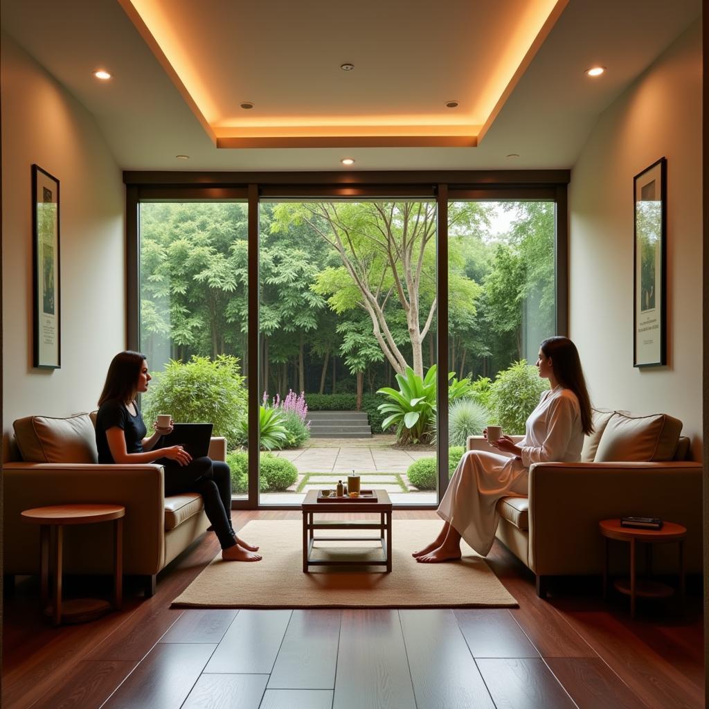 Relaxation area in a Paharganj spa