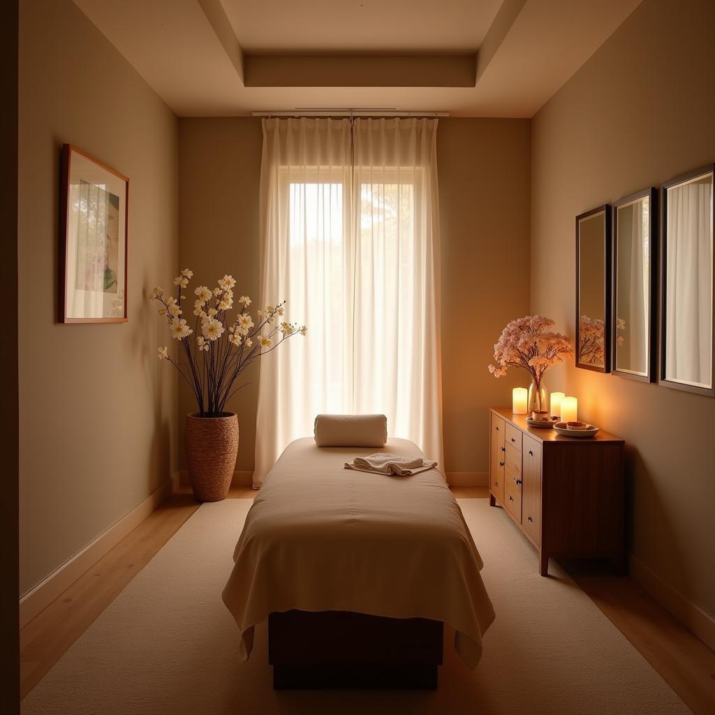 A tranquil treatment room in a peace spa