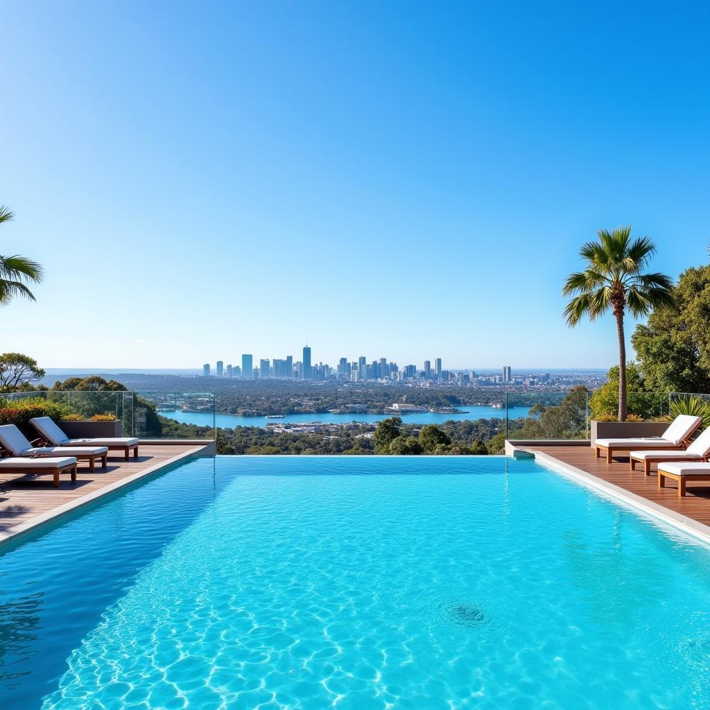 Infinity Pool Overlooking Perth City Skyline