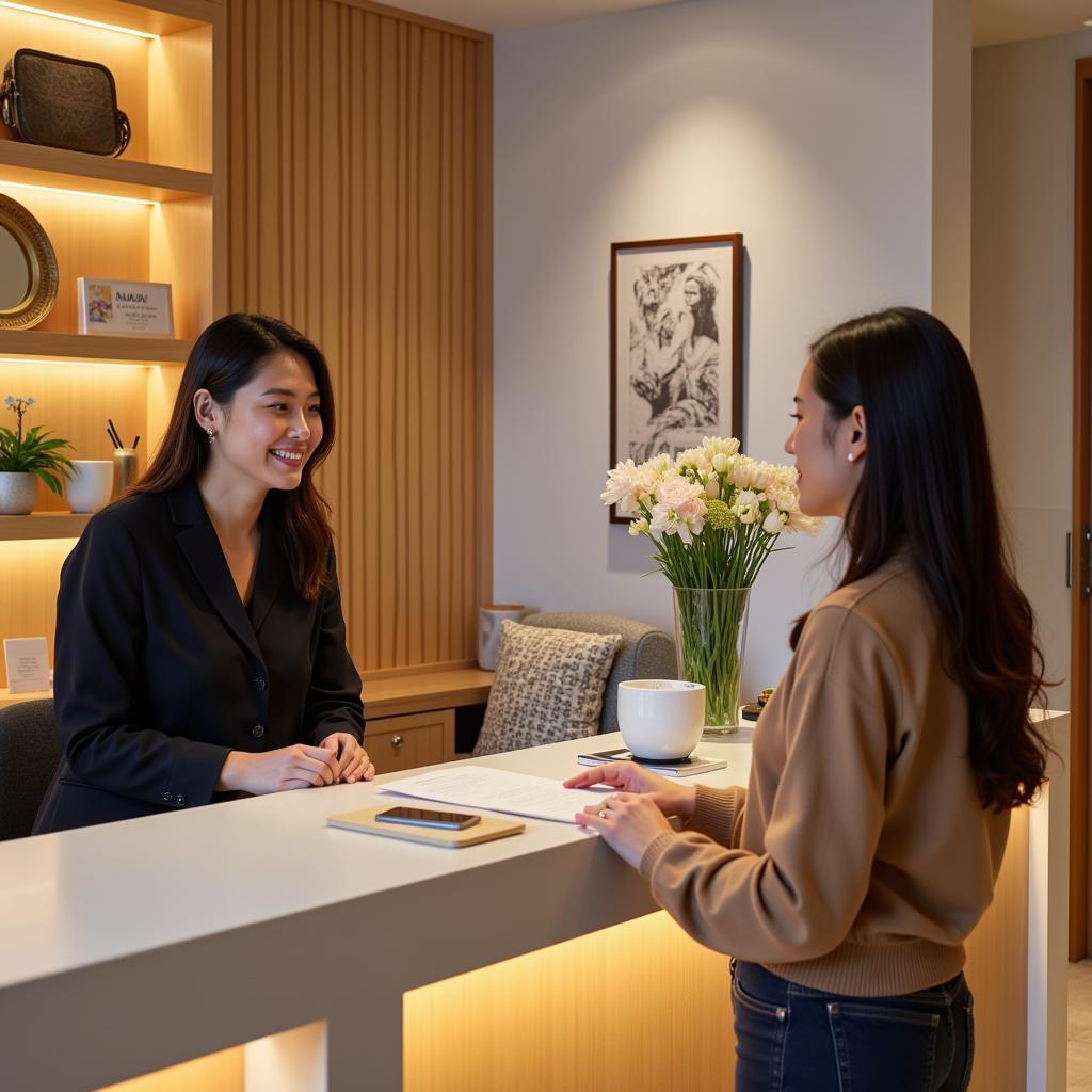 Reception area of a luxurious spa in Phoenix Market City