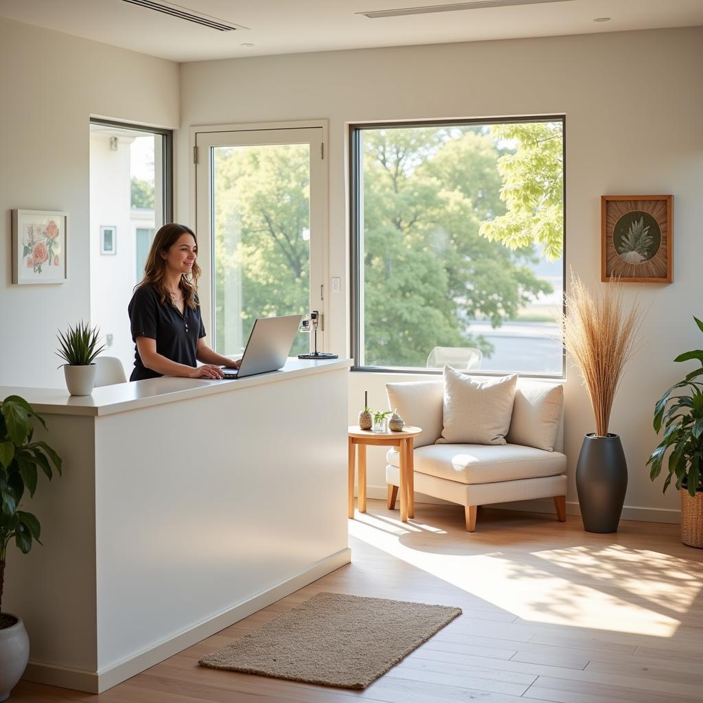 Welcoming Reception Area at a Positive Vibes Spa