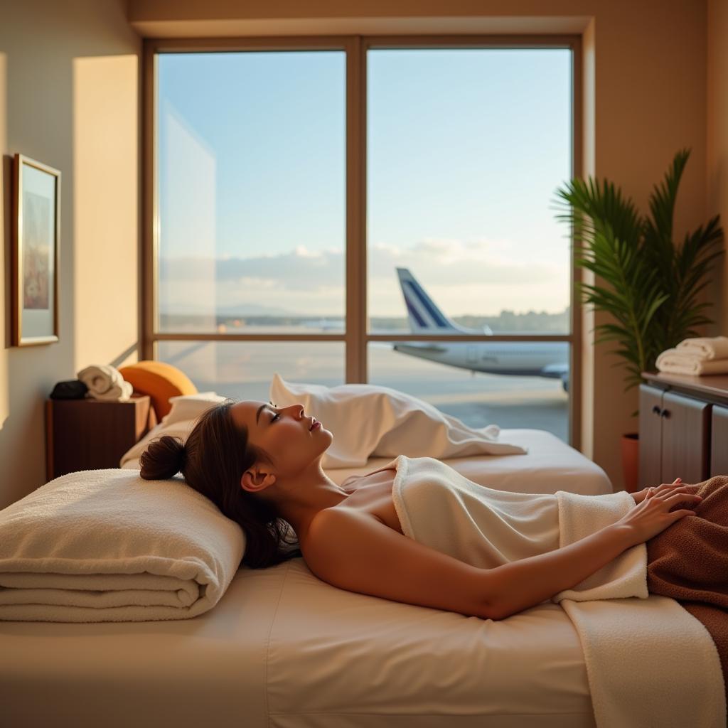 Pre-flight Spa Relaxation: Enjoying a massage before your flight