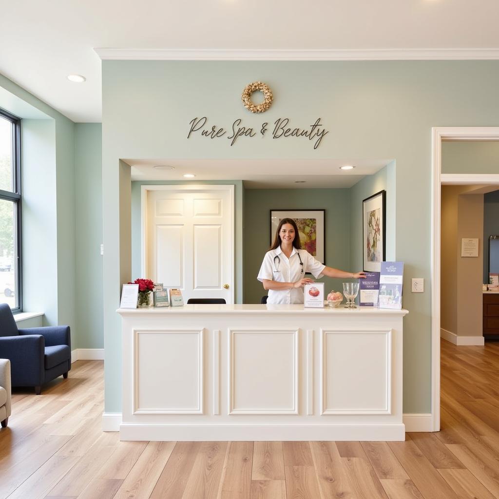 Welcoming Reception Area of Pure Spa & Beauty on West Nile Street