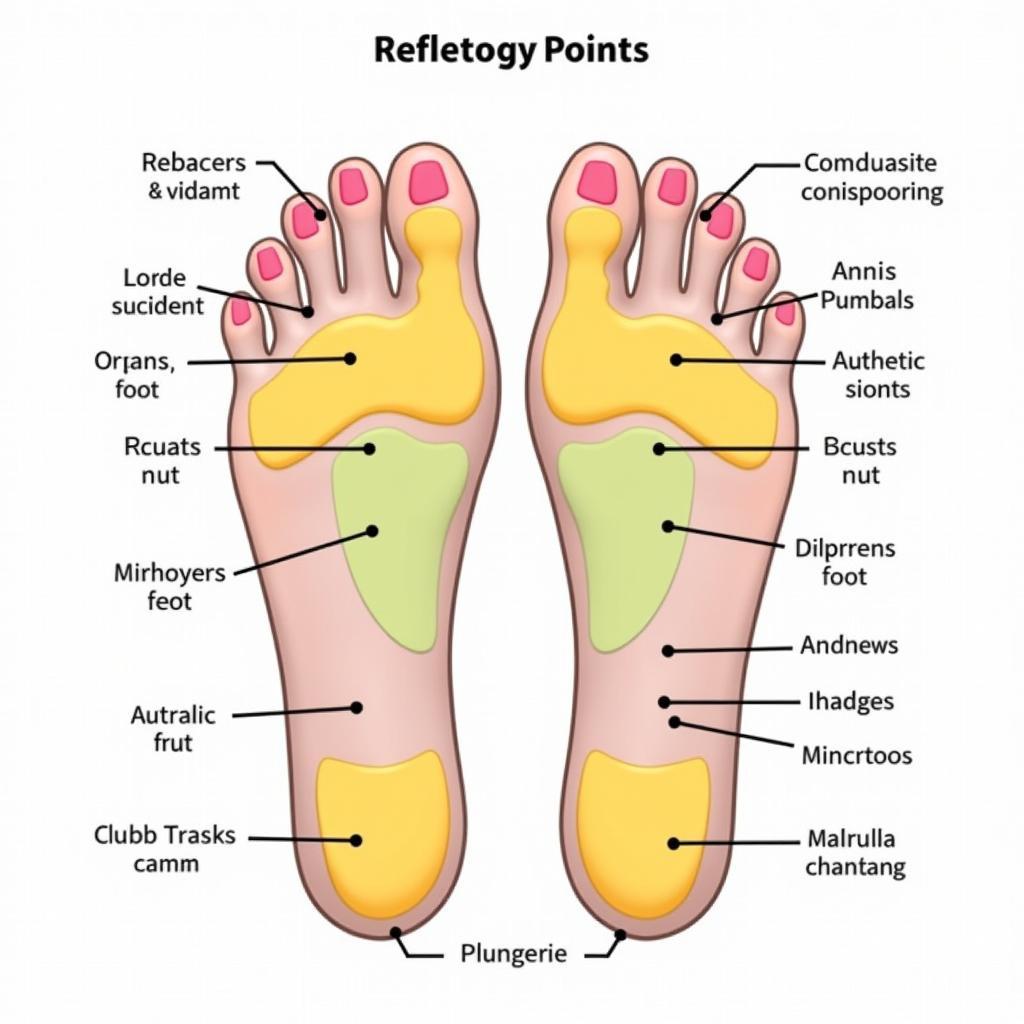 Reflexology foot chart showing pressure points