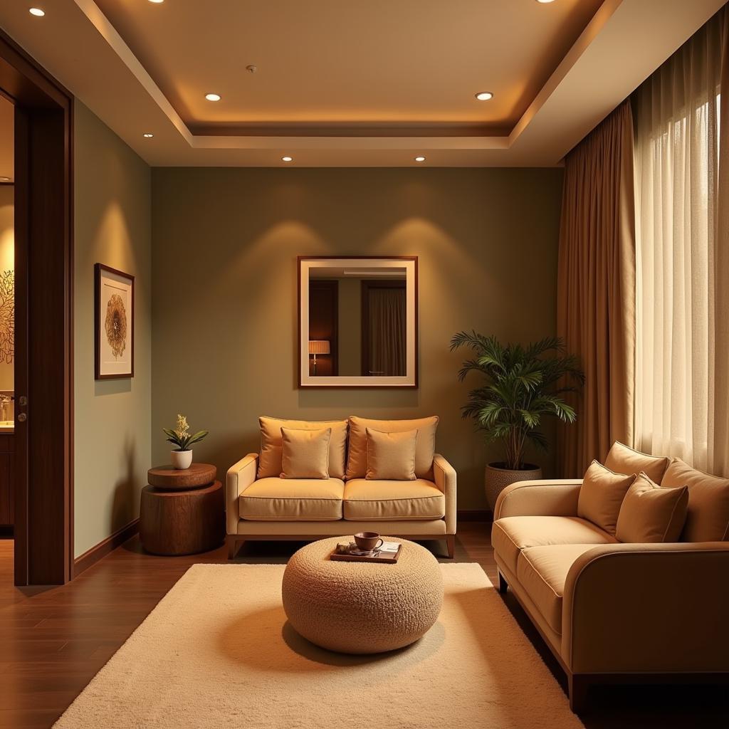 Relaxation lounge at Sunshine Spa Faridabad with comfortable seating and calming decor