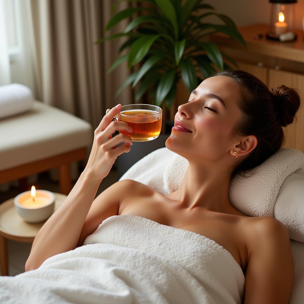 Woman relaxing at the spa after oil massage