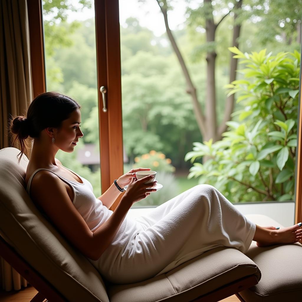 Relaxing at an agua spa after a massage