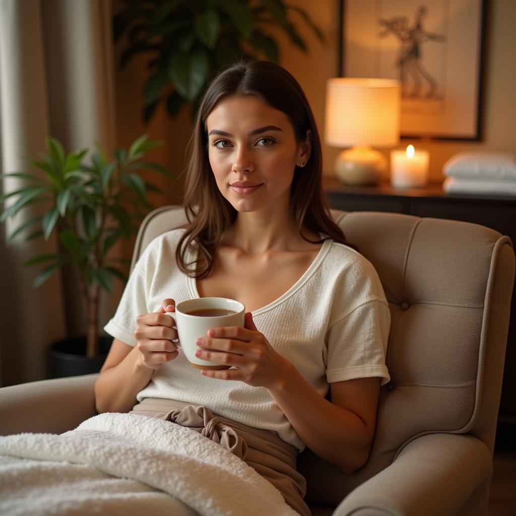 Relaxing in a Spa Palace after Treatment