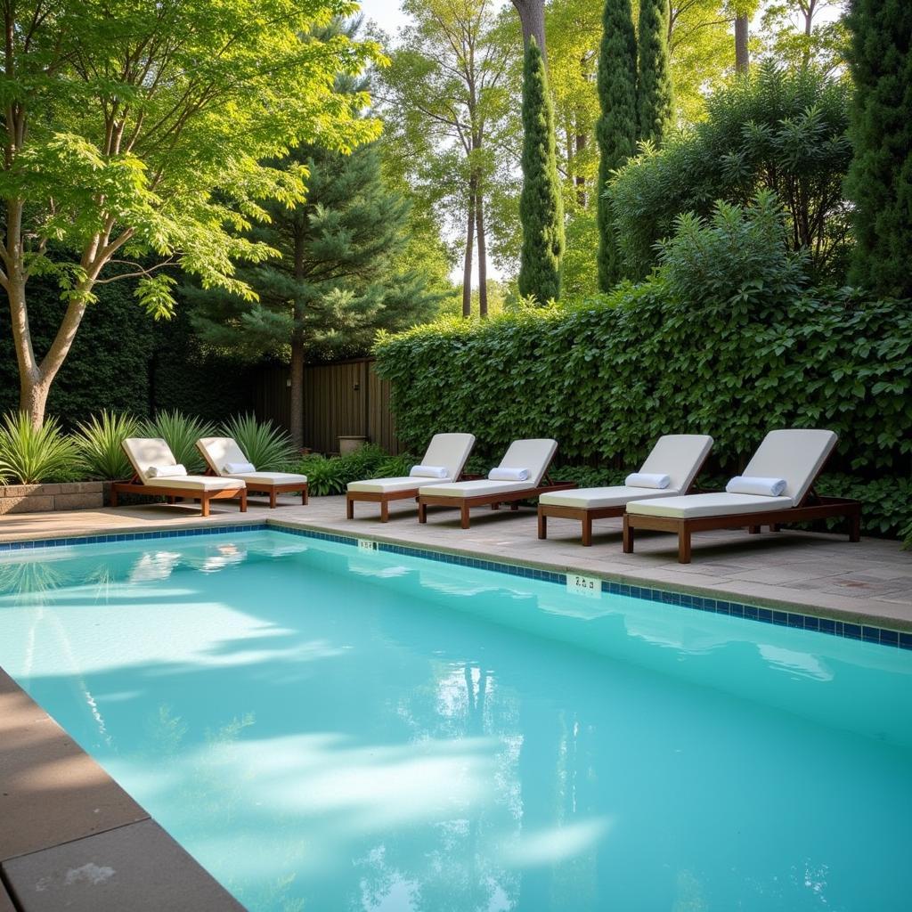 Relaxing spa environment with a pool