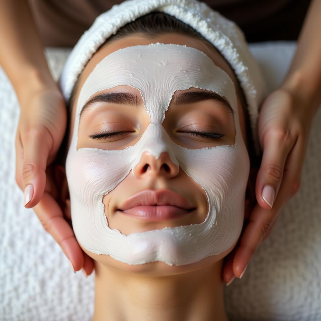 Woman Relaxing During a Facial Treatment