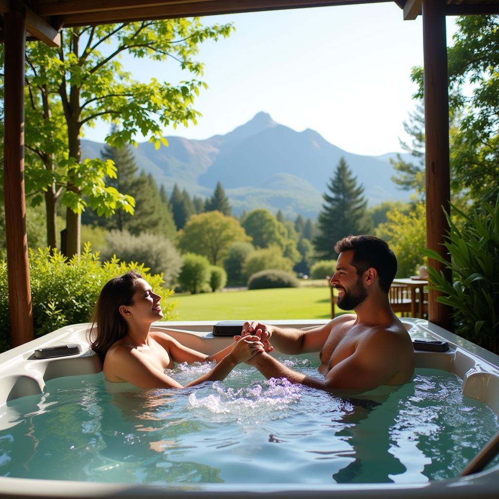 Romantic couple enjoying a spa retreat