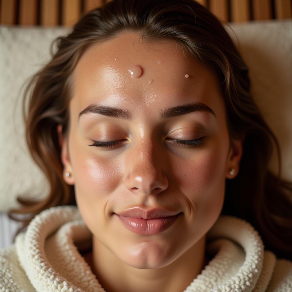 Person sweating in a sauna blanket spa for detox