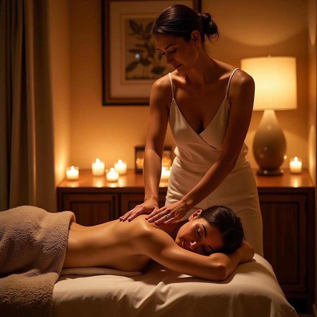 Woman receiving a relaxing massage at a health and beauty spa