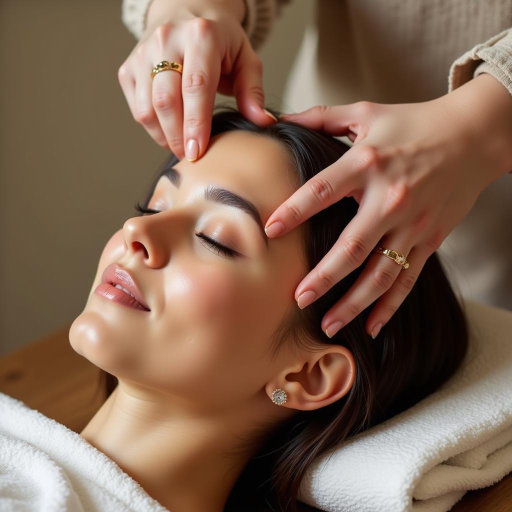 Scalp Massage during Hair Spa