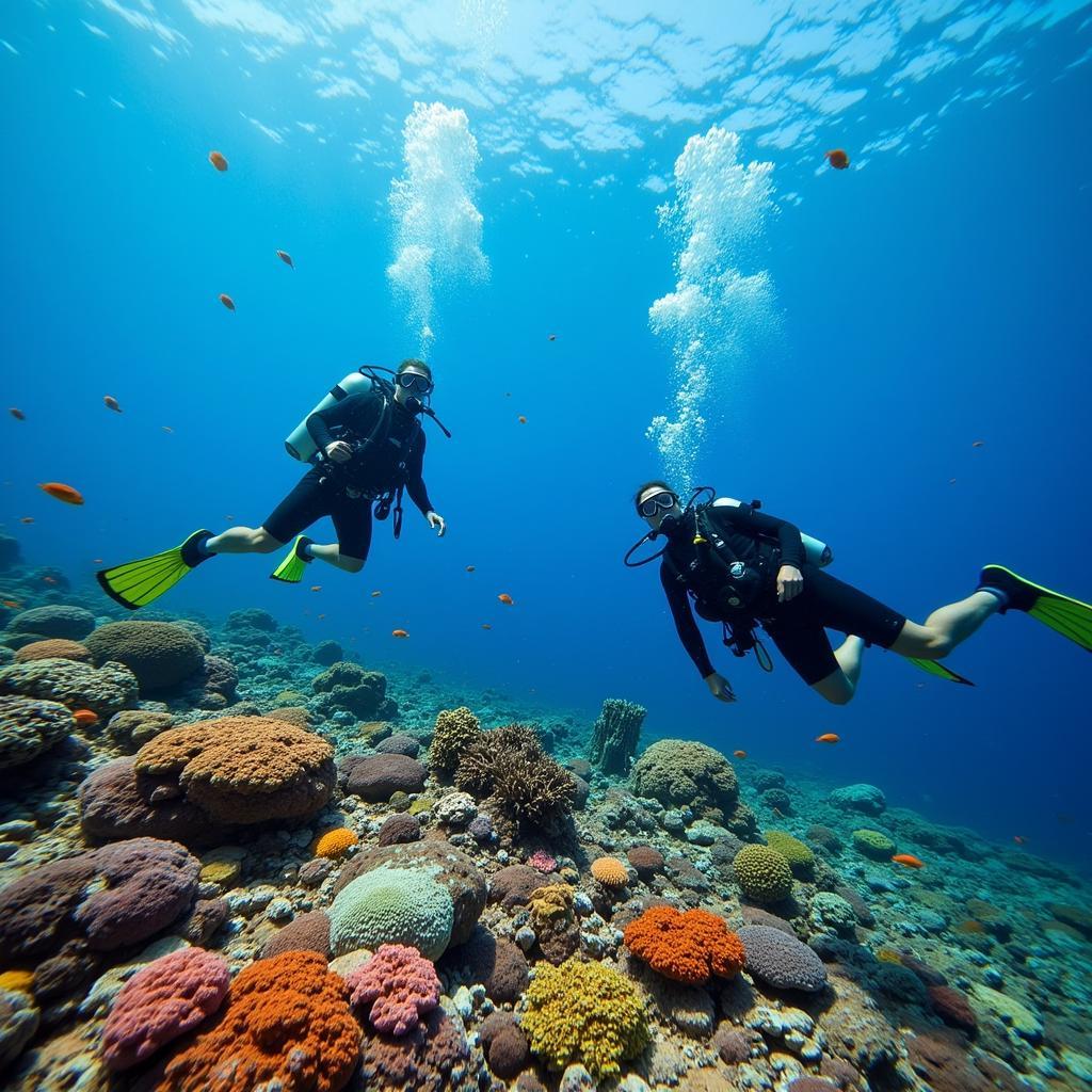 Scuba Diving in the Vibrant Coral Reefs of the Maldives at Centara Grand Island