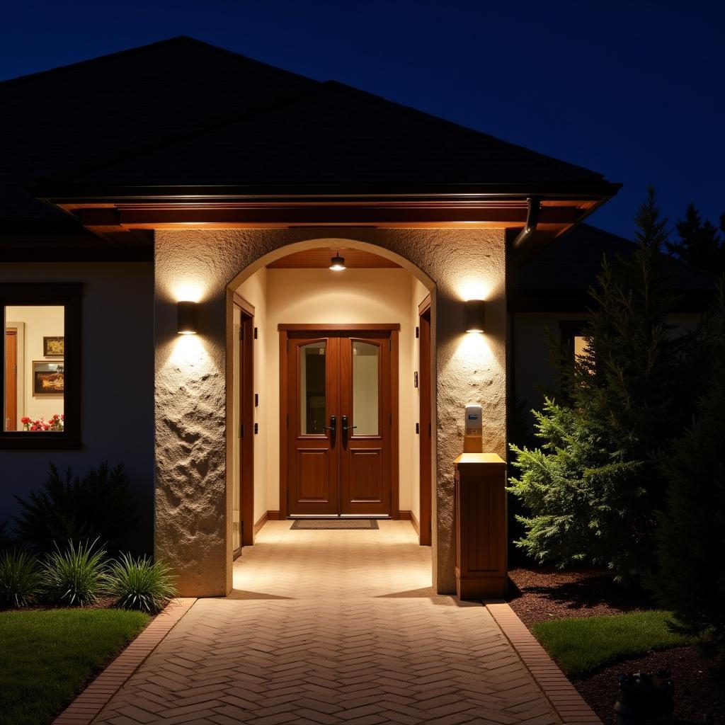 Secure Spa Entrance with Night Lighting