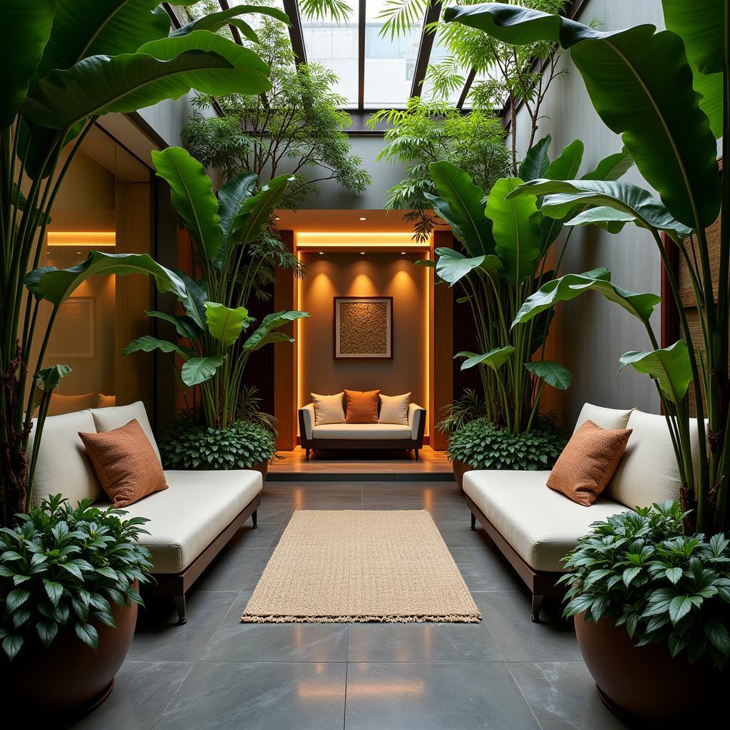 Tranquil Sentosa Spa Relaxation Area with Tropical Greenery