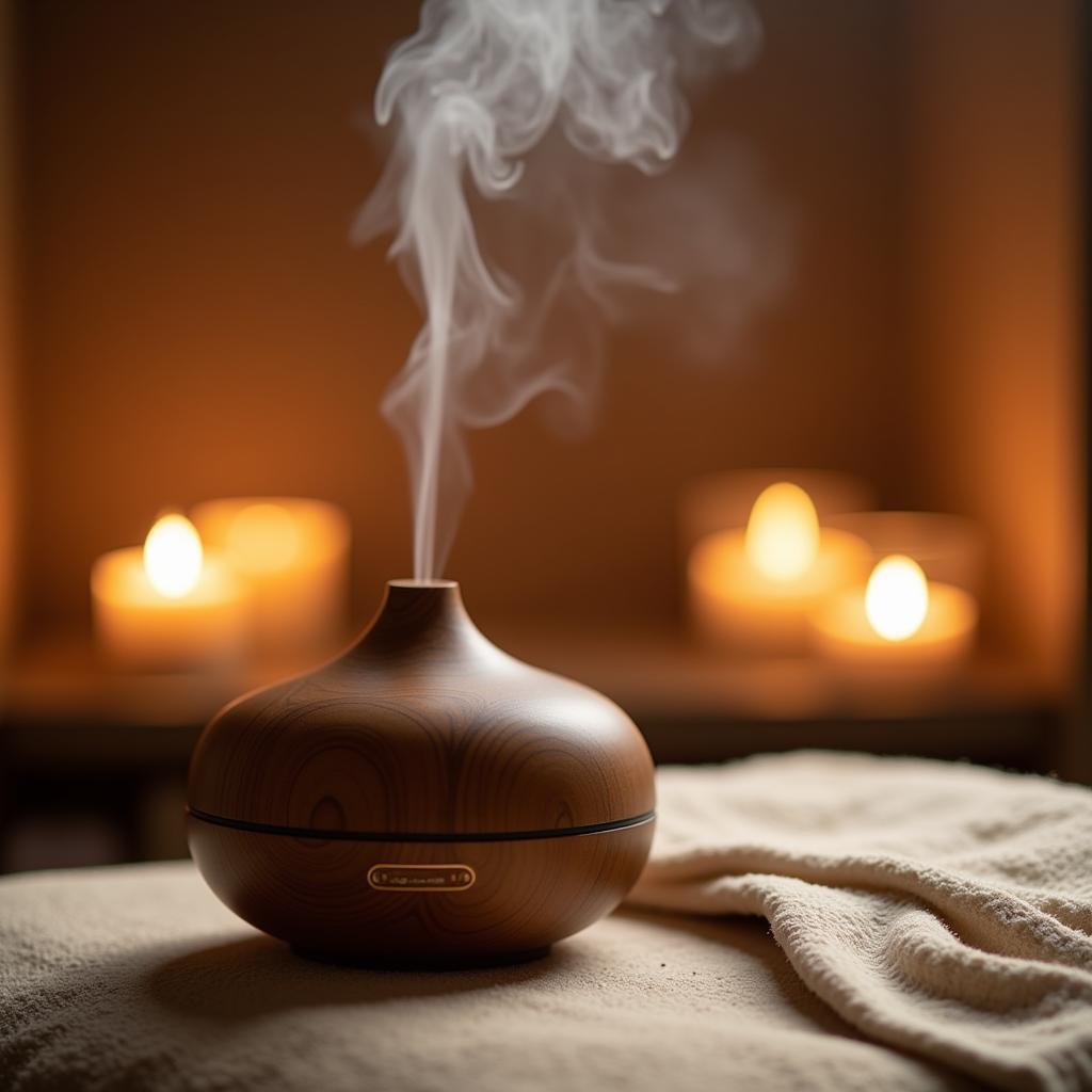 Serene Spa Environment with Essential Oils and Candles