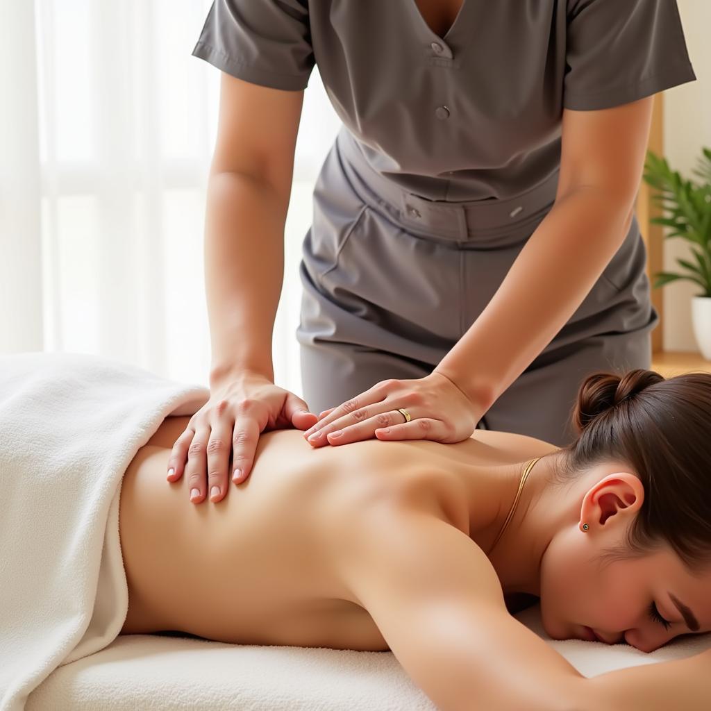 Skilled Spa Therapist Performing a Massage on a Client